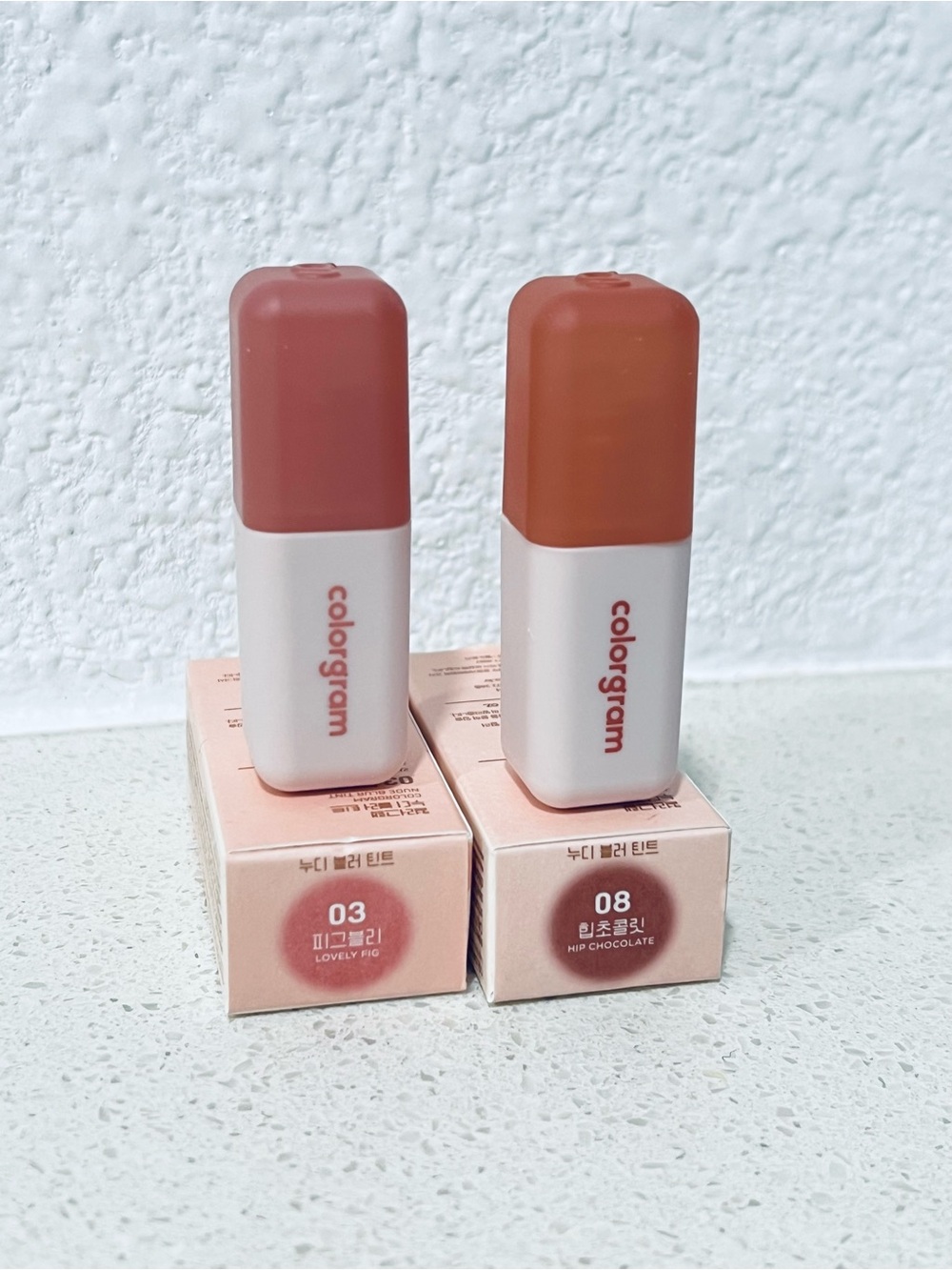 TWO ColorGram Nude Blur Lipstick Shades Lovely Fig (03) & Hip Chocolate (08)